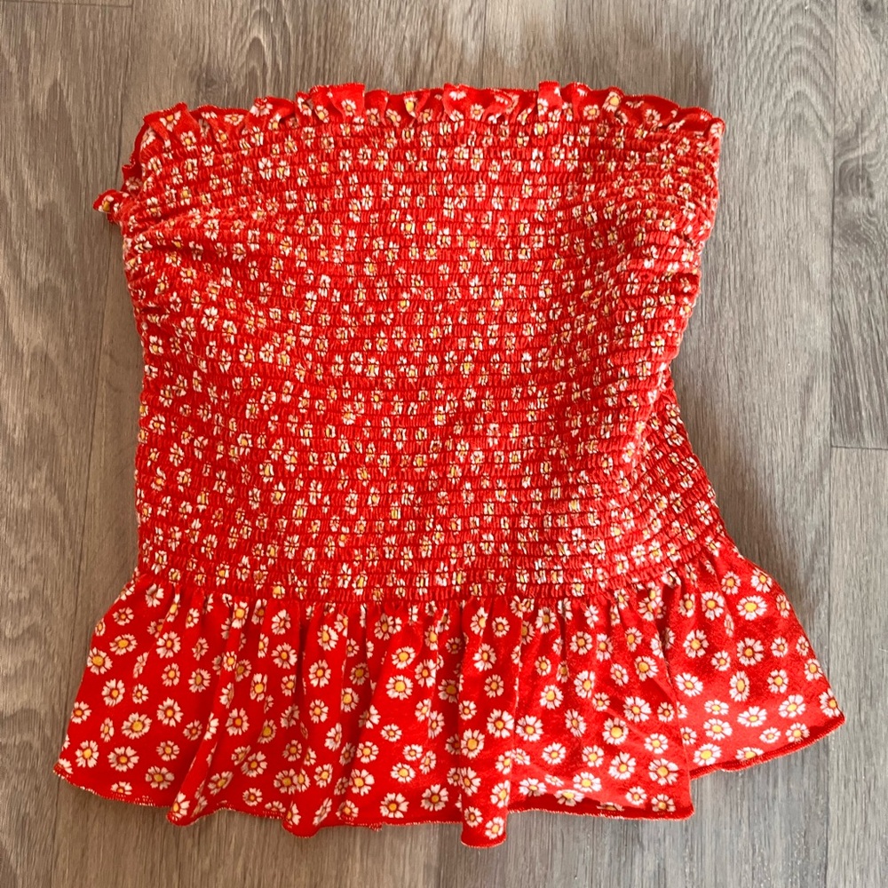 Strapless Floral Top